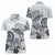 Polynesian Manta Ray Women Polo Shirt Gray Floral Turtle Tattoo - Polynesian Pride