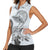 Polynesian Manta Ray Women Sleeveless Polo Shirt Gray Floral Turtle Tattoo - Polynesian Pride