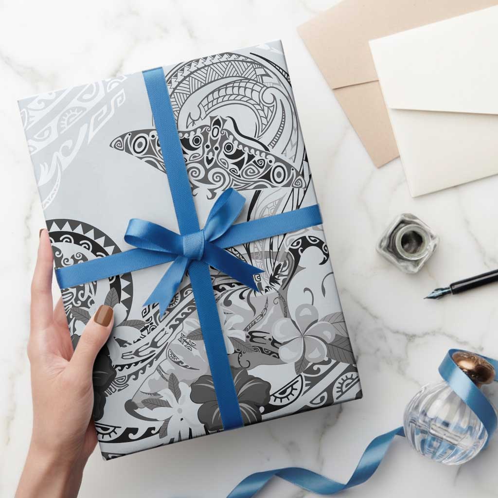 Polynesian Manta Ray Wrapping Paper Gray Floral Turtle Tattoo - Polynesian Pride