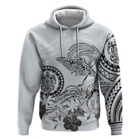 Polynesian Manta Ray Zip Hoodie Gray Floral Turtle Tattoo - Polynesian Pride