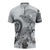 Polynesian Manta Ray Zipper Polo Shirt Gray Floral Turtle Tattoo - Polynesian Pride