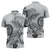 Polynesian Manta Ray Zipper Polo Shirt Gray Floral Turtle Tattoo - Polynesian Pride