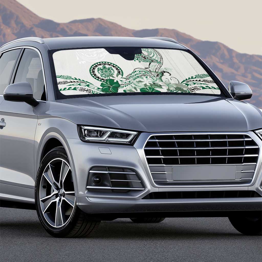 Polynesian Manta Ray Auto Sun Shade Green Floral Turtle Tattoo - Polynesian Pride