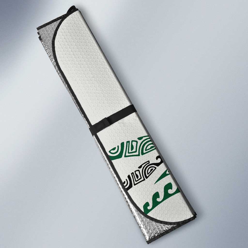 Polynesian Manta Ray Auto Sun Shade Green Floral Turtle Tattoo - Polynesian Pride