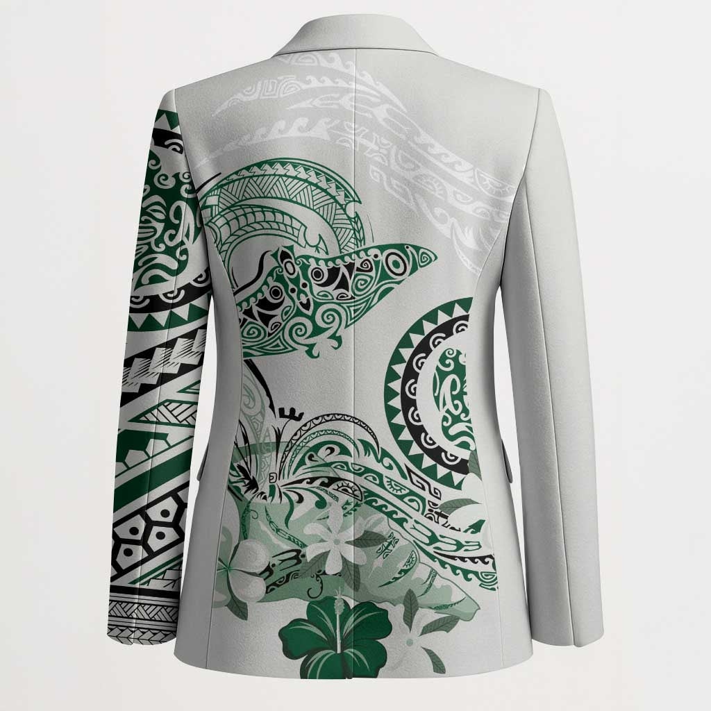 Polynesian Manta Ray Blazer Green Floral Turtle Tattoo - Polynesian Pride