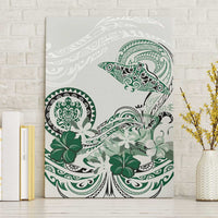 Polynesian Manta Ray Canvas Wall Art Green Floral Turtle Tattoo - Polynesian Pride