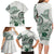 Polynesian Manta Ray Family Matching Long Sleeve Bodycon Dress and Hawaiian Shirt Green Floral Turtle Tattoo - Polynesian Pride