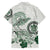 Polynesian Manta Ray Family Matching Long Sleeve Bodycon Dress and Hawaiian Shirt Green Floral Turtle Tattoo - Polynesian Pride
