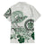 Polynesian Manta Ray Family Matching Off The Shoulder Long Sleeve Dress and Hawaiian Shirt Green Floral Turtle Tattoo - Polynesian Pride