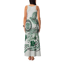 Polynesian Manta Ray Family Matching Tank Maxi Dress and Hawaiian Shirt Green Floral Turtle Tattoo - Polynesian Pride