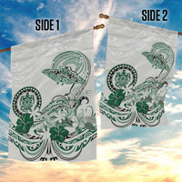 Polynesian Manta Ray Garden Flag Green Floral Turtle Tattoo - Polynesian Pride