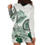 Polynesian Manta Ray Hoodie Dress Green Floral Turtle Tattoo - Polynesian Pride