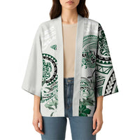 Polynesian Manta Ray Kimono Green Floral Turtle Tattoo - Polynesian Pride