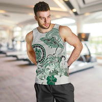 Polynesian Manta Ray Men Tank Top Green Floral Turtle Tattoo - Polynesian Pride