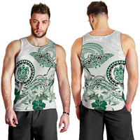 Polynesian Manta Ray Men Tank Top Green Floral Turtle Tattoo - Polynesian Pride