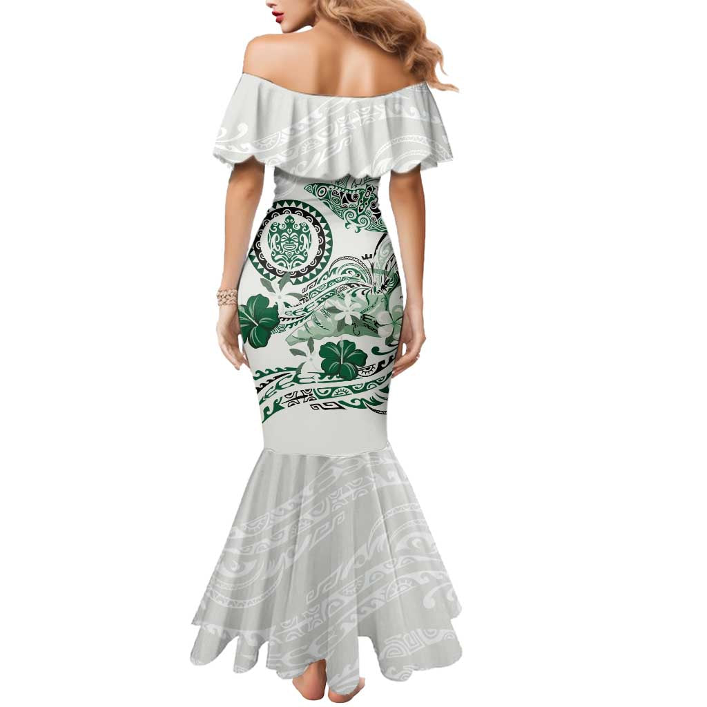 Polynesian Manta Ray Mermaid Dress Green Floral Turtle Tattoo - Polynesian Pride