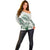 Polynesian Manta Ray Off Shoulder Sweater Green Floral Turtle Tattoo - Polynesian Pride