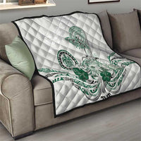 Polynesian Manta Ray Quilt Green Floral Turtle Tattoo - Polynesian Pride