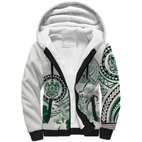 Polynesian Manta Ray Sherpa Hoodie Green Floral Turtle Tattoo - Polynesian Pride