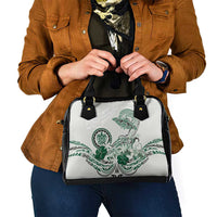 Polynesian Manta Ray Shoulder Handbag Green Floral Turtle Tattoo - Polynesian Pride