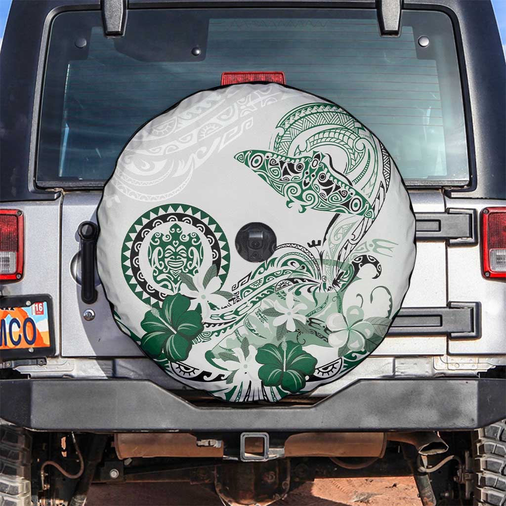 Polynesian Manta Ray Spare Tire Cover Green Floral Turtle Tattoo LT9 Green - Polynesian Pride