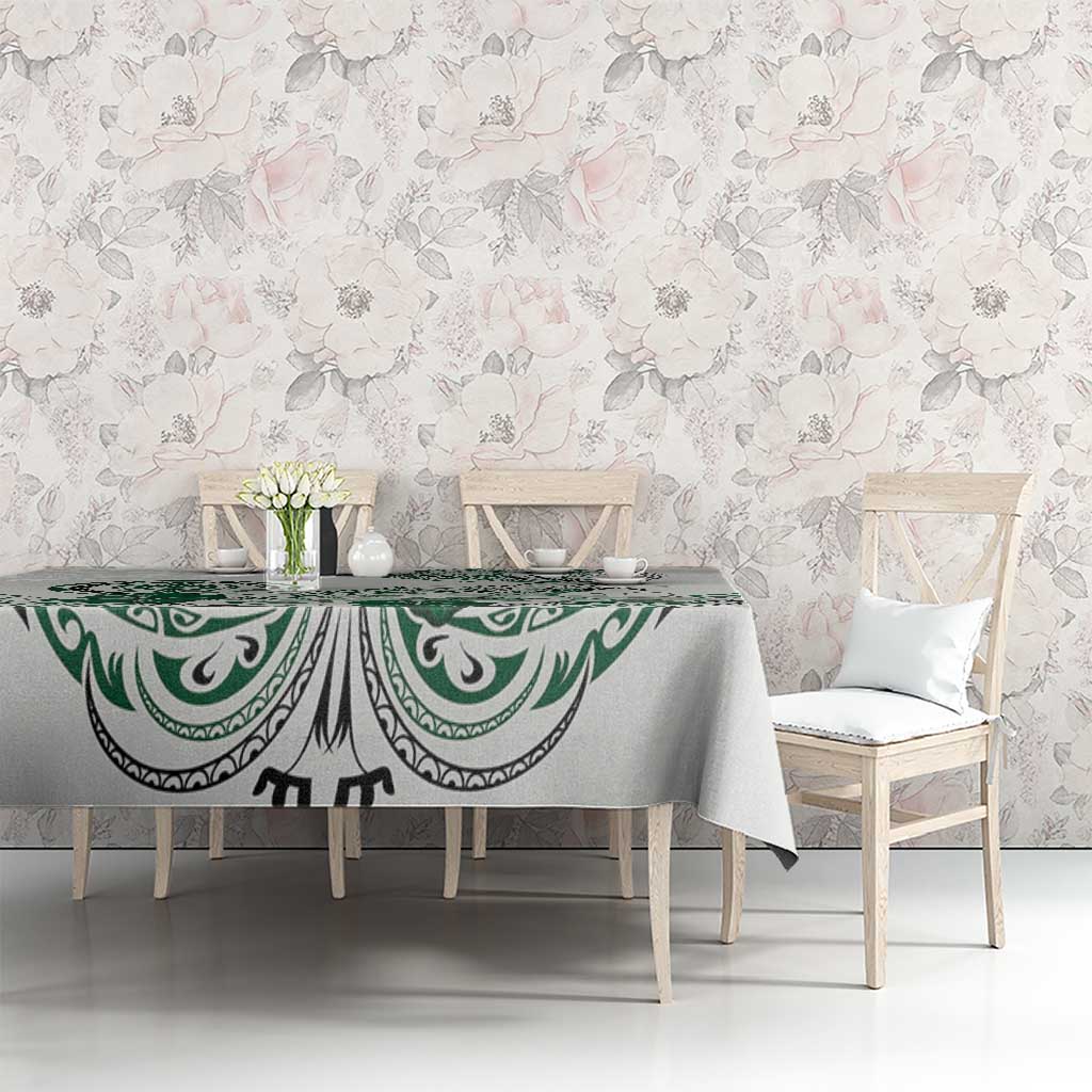 Polynesian Manta Ray Tablecloth Green Floral Turtle Tattoo - Polynesian Pride