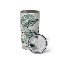 Polynesian Manta Ray Tumbler Cup Green Floral Turtle Tattoo - Polynesian Pride