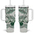 Polynesian Manta Ray Tumbler With Handle Green Floral Turtle Tattoo - Polynesian Pride