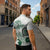 Polynesian Manta Ray Zipper Polo Shirt Green Floral Turtle Tattoo - Polynesian Pride