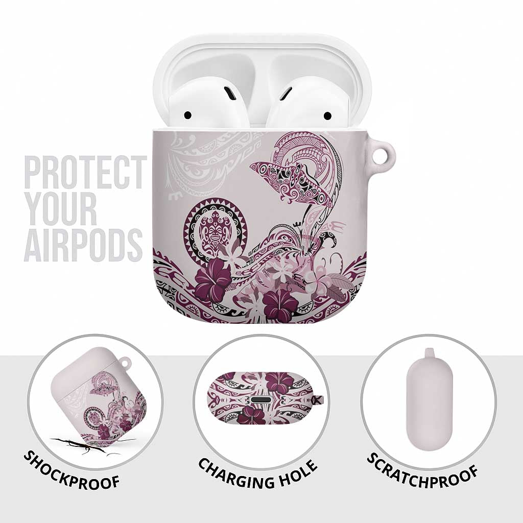 Polynesian Manta Ray AirPods Case Pink Floral Turtle Tattoo - Polynesian Pride