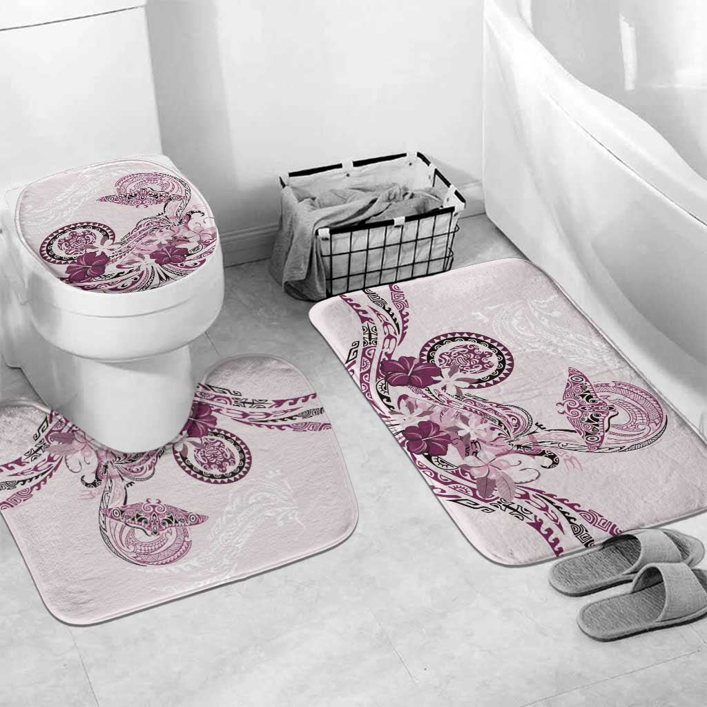 Polynesian Manta Ray Bathroom Set Pink Floral Turtle Tattoo - Polynesian Pride