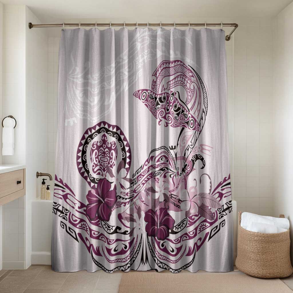 Polynesian Manta Ray Bathroom Set Pink Floral Turtle Tattoo - Polynesian Pride