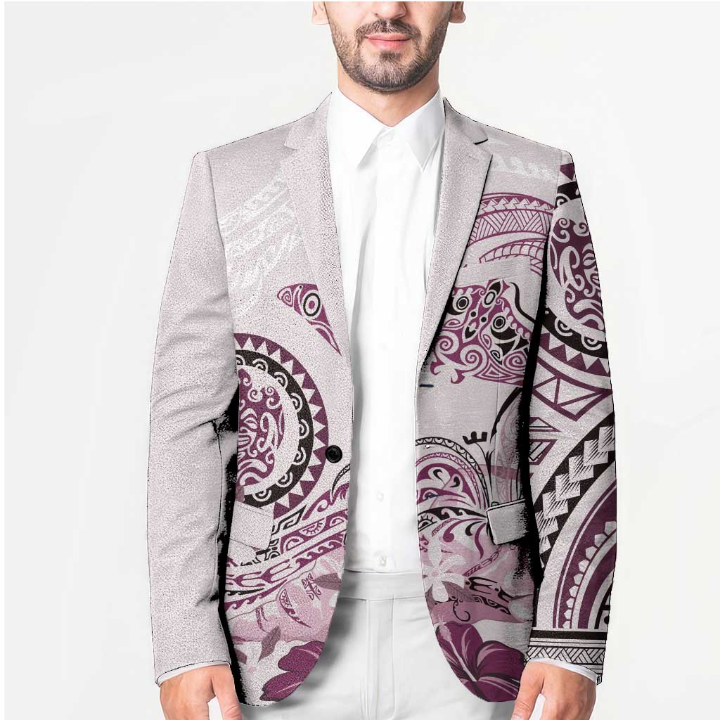 Polynesian Manta Ray Blazer Pink Floral Turtle Tattoo - Polynesian Pride