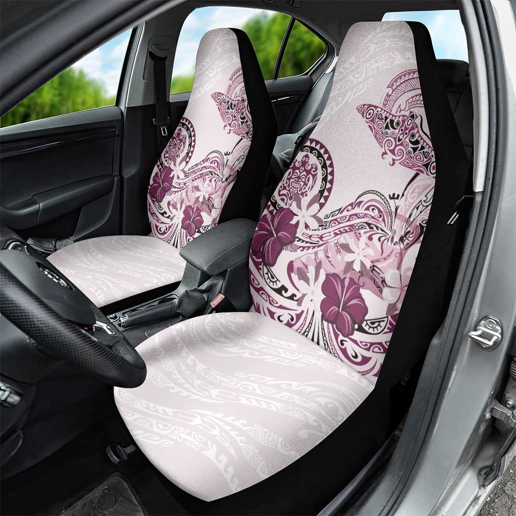 Polynesian Manta Ray Car Seat Cover Pink Floral Turtle Tattoo - Polynesian Pride