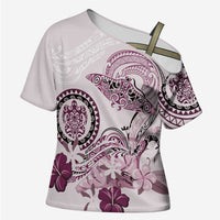 Polynesian Manta Ray Cross Shoulder Shirt Pink Floral Turtle Tattoo - Polynesian Pride