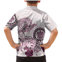 Polynesian Manta Ray Family Matching Mermaid Dress and Hawaiian Shirt Pink Floral Turtle Tattoo - Polynesian Pride