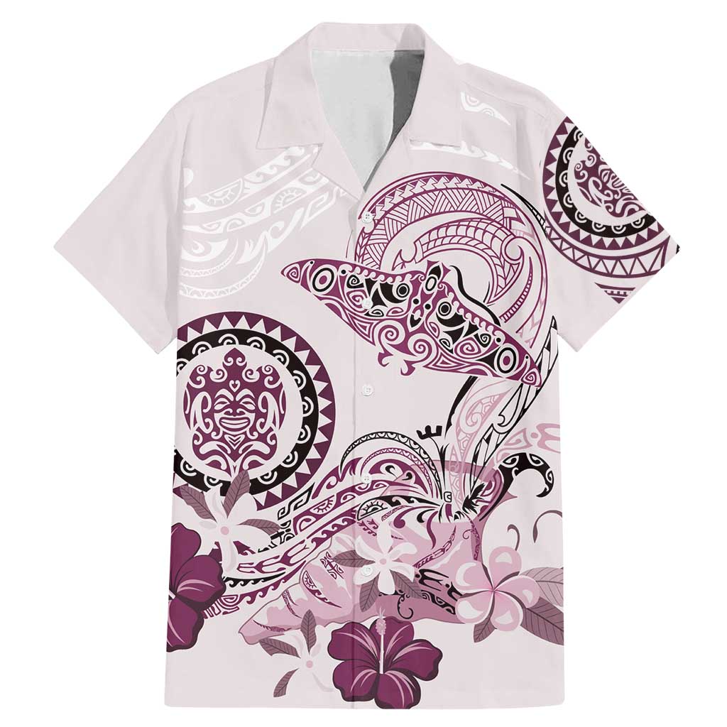 Polynesian Manta Ray Family Matching Mermaid Dress and Hawaiian Shirt Pink Floral Turtle Tattoo - Polynesian Pride