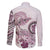 Polynesian Manta Ray Family Matching Off The Shoulder Long Sleeve Dress and Hawaiian Shirt Pink Floral Turtle Tattoo - Polynesian Pride