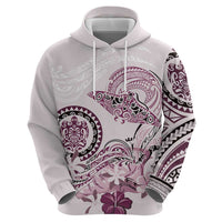 Polynesian Manta Ray Hoodie Pink Floral Turtle Tattoo - Polynesian Pride