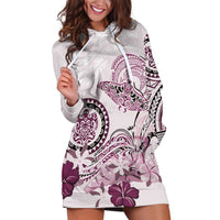 Polynesian Manta Ray Hoodie Dress Pink Floral Turtle Tattoo - Polynesian Pride
