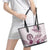 Polynesian Manta Ray Leather Tote Bag Pink Floral Turtle Tattoo - Polynesian Pride