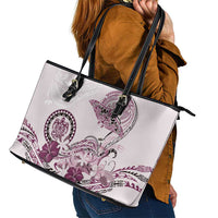 Polynesian Manta Ray Leather Tote Bag Pink Floral Turtle Tattoo - Polynesian Pride