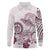 Polynesian Manta Ray Long Sleeve Polo Shirt Pink Floral Turtle Tattoo - Polynesian Pride