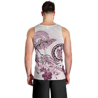 Polynesian Manta Ray Men Tank Top Pink Floral Turtle Tattoo - Polynesian Pride