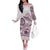 Polynesian Manta Ray Off The Shoulder Long Sleeve Dress Pink Floral Turtle Tattoo - Polynesian Pride
