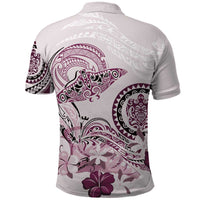 Polynesian Manta Ray Polo Shirt Pink Floral Turtle Tattoo - Polynesian Pride
