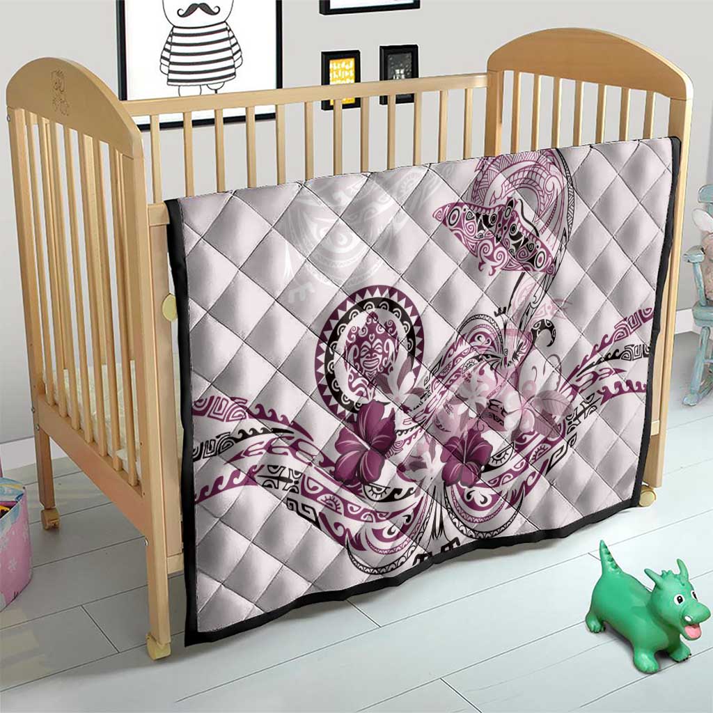 Polynesian Manta Ray Quilt Pink Floral Turtle Tattoo - Polynesian Pride