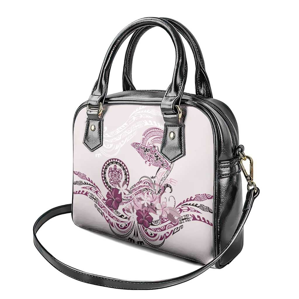 Polynesian Manta Ray Shoulder Handbag Pink Floral Turtle Tattoo - Polynesian Pride