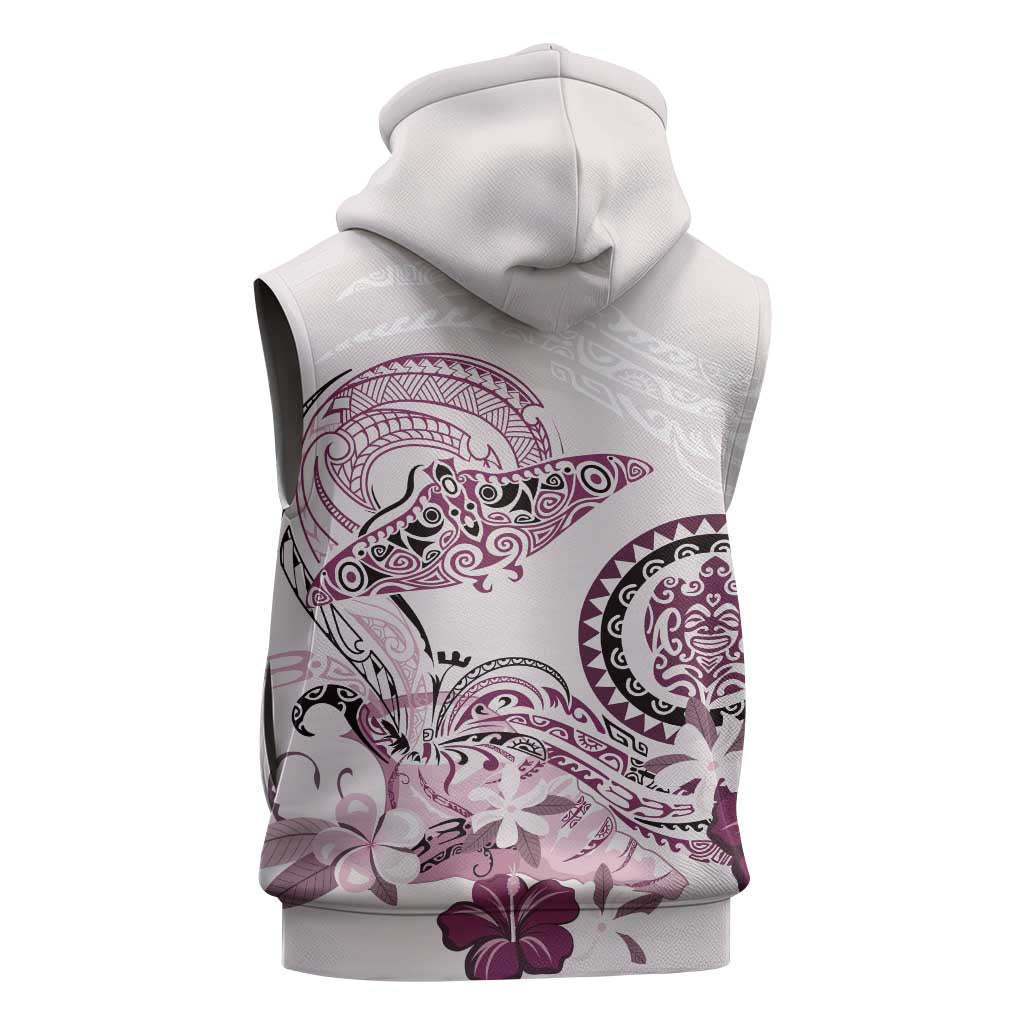Polynesian Manta Ray Sleeveless Hoodie Pink Floral Turtle Tattoo - Polynesian Pride