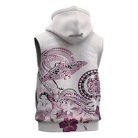 Polynesian Manta Ray Sleeveless Zip Hoodie Pink Floral Turtle Tattoo - Polynesian Pride